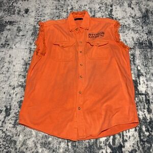 Biker Wear USA Sturgis Black Hills Rally 2016 Mens L Orange Sleeveless Shirt